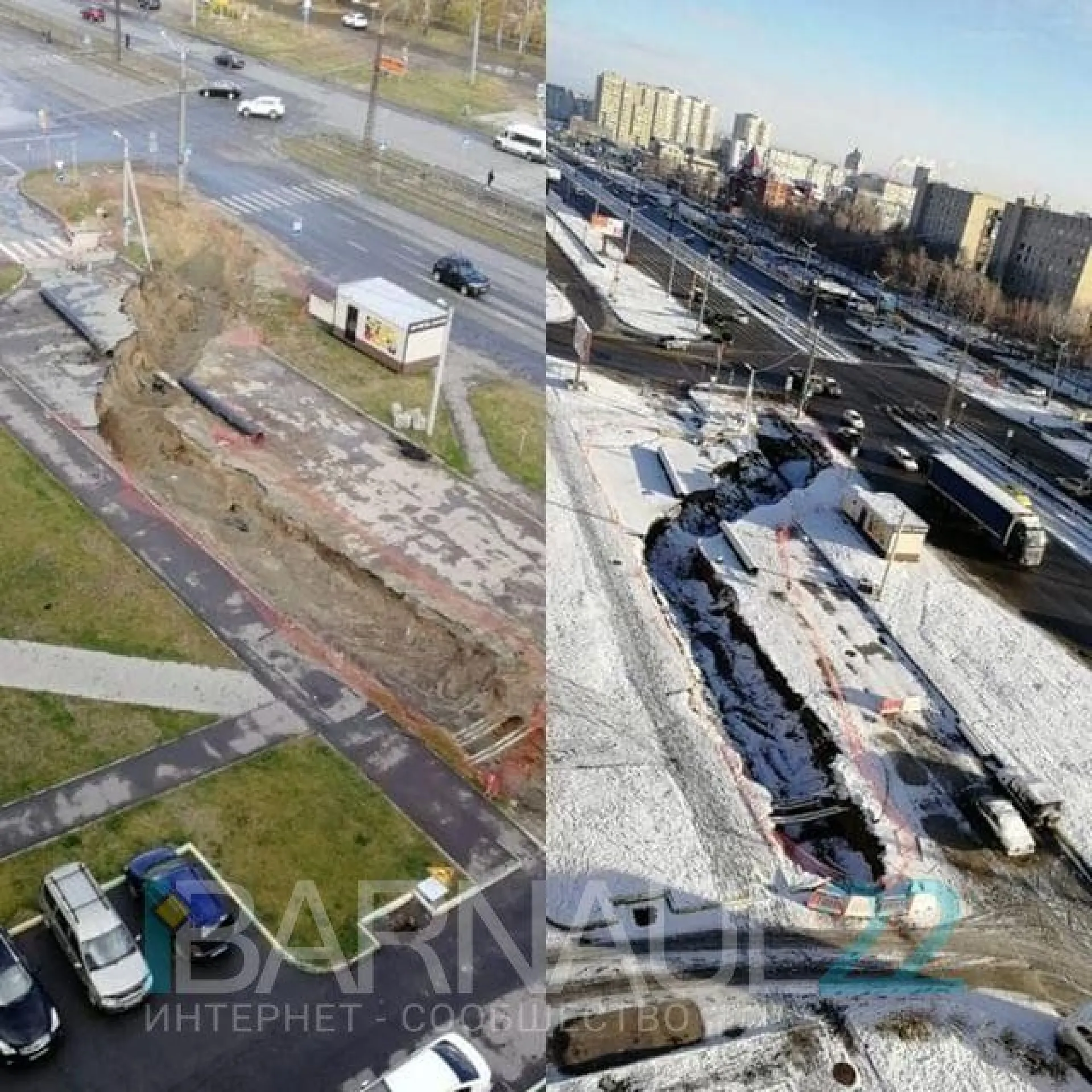 Коммунальные службы несколько месяцев не закапывают яму в барнаульском дворе