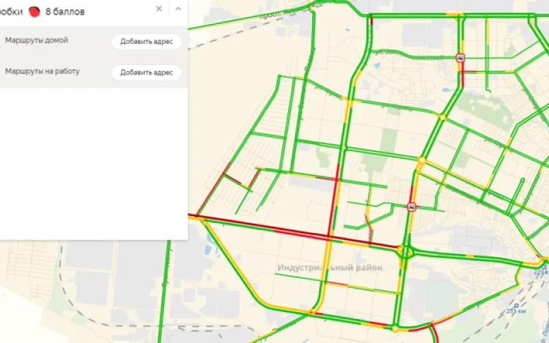 Автомобилисты Барнаула встретили утро в восьмибалльных пробках 