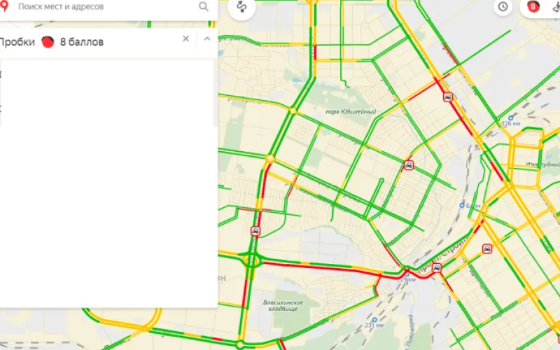 Автомобильный затор длиной более трёх километров зафиксирован в Барнауле 