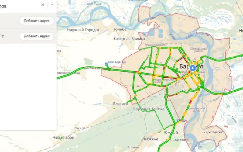 Автомобилисты Барнаула встретили новый день в восьмибалльных пробках