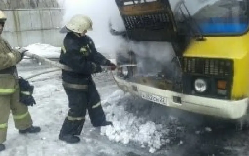 Автобус сгорел в Барнауле 