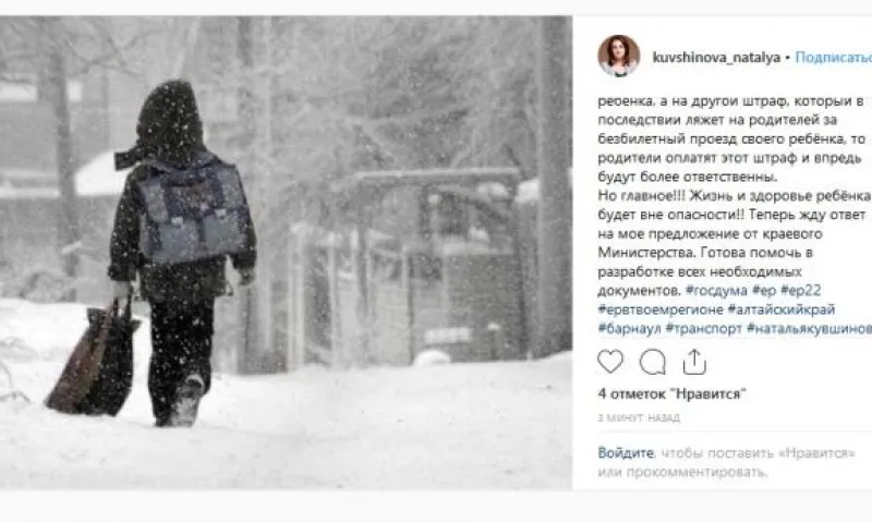 «Снова ребёнок оказался на улице»: депутат Госдумы прокомментировал ситуацию, произошедшую в барнаульском автобусе
