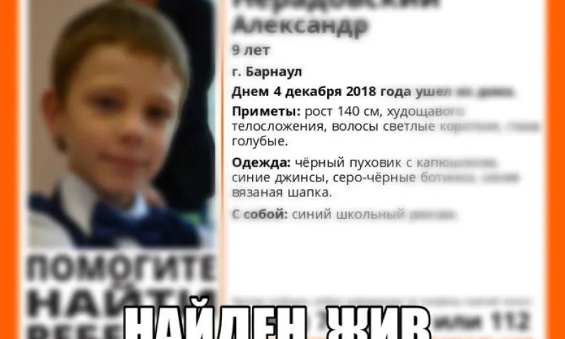 Пропавшего девятилетнего барнаульца нашли живым