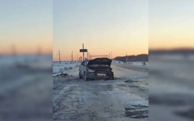 Автомобиль  воспламенился на ходу на алтайской трассе